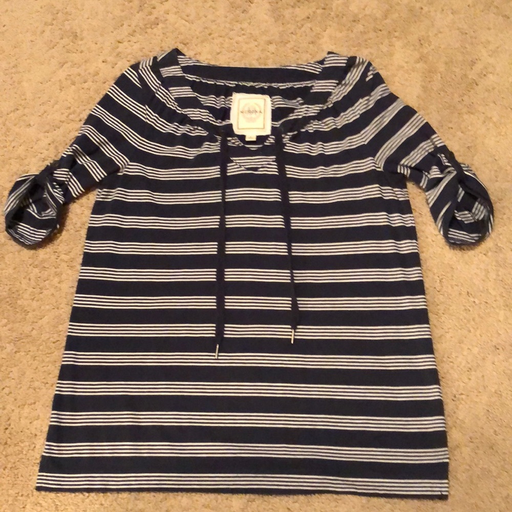 Navy and white striped short sleeve